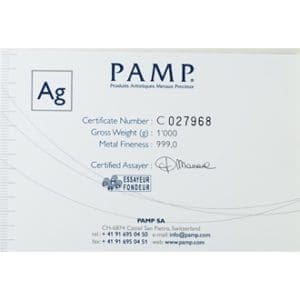 PAMP 1 Kilobar Silver Cast Bar