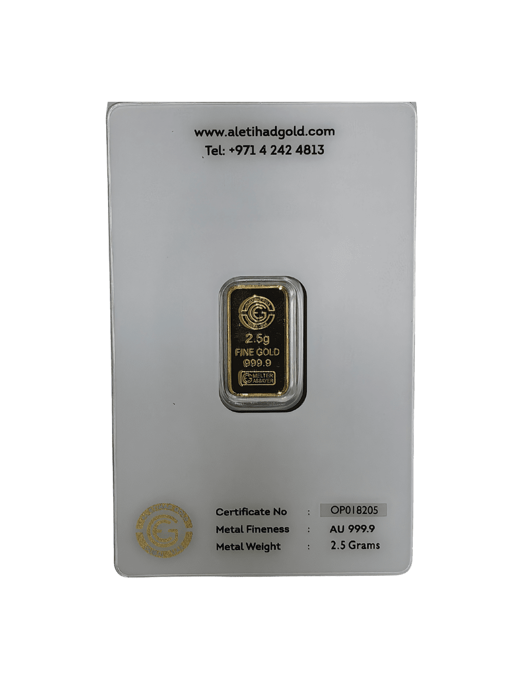 Al Etihad 2.5g Gold Bar featuring an elegant lily flower design, minted in Dubai