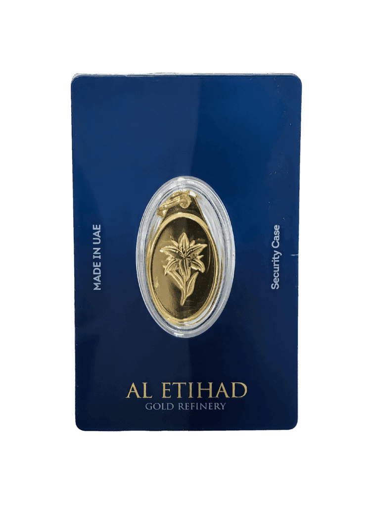 Al Etihad Lily 5 Grams Gold Pendant with 999.9 purity featuring a detailed lily flower motif
