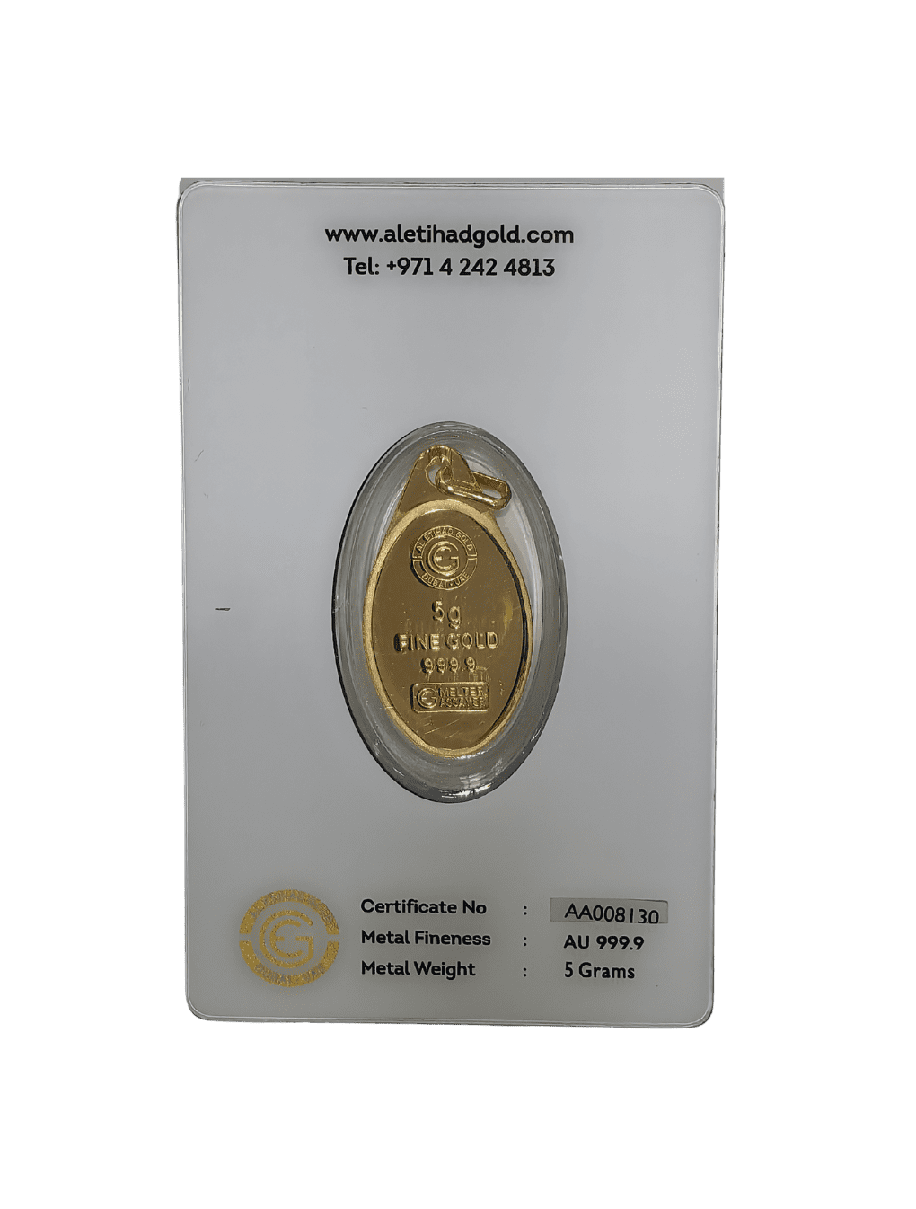 Al Etihad Lily 5 Grams Gold Pendant with 999.9 purity featuring a detailed lily flower motif