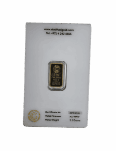 Al Etihad 2.5g gold bar featuring flower baskets design in 999.9 fine gold