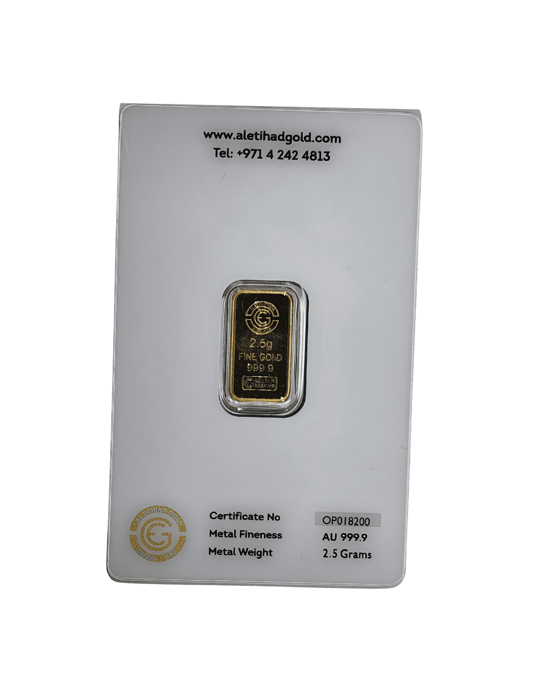 Al Etihad 2.5g gold bar featuring flower baskets design in 999.9 fine gold