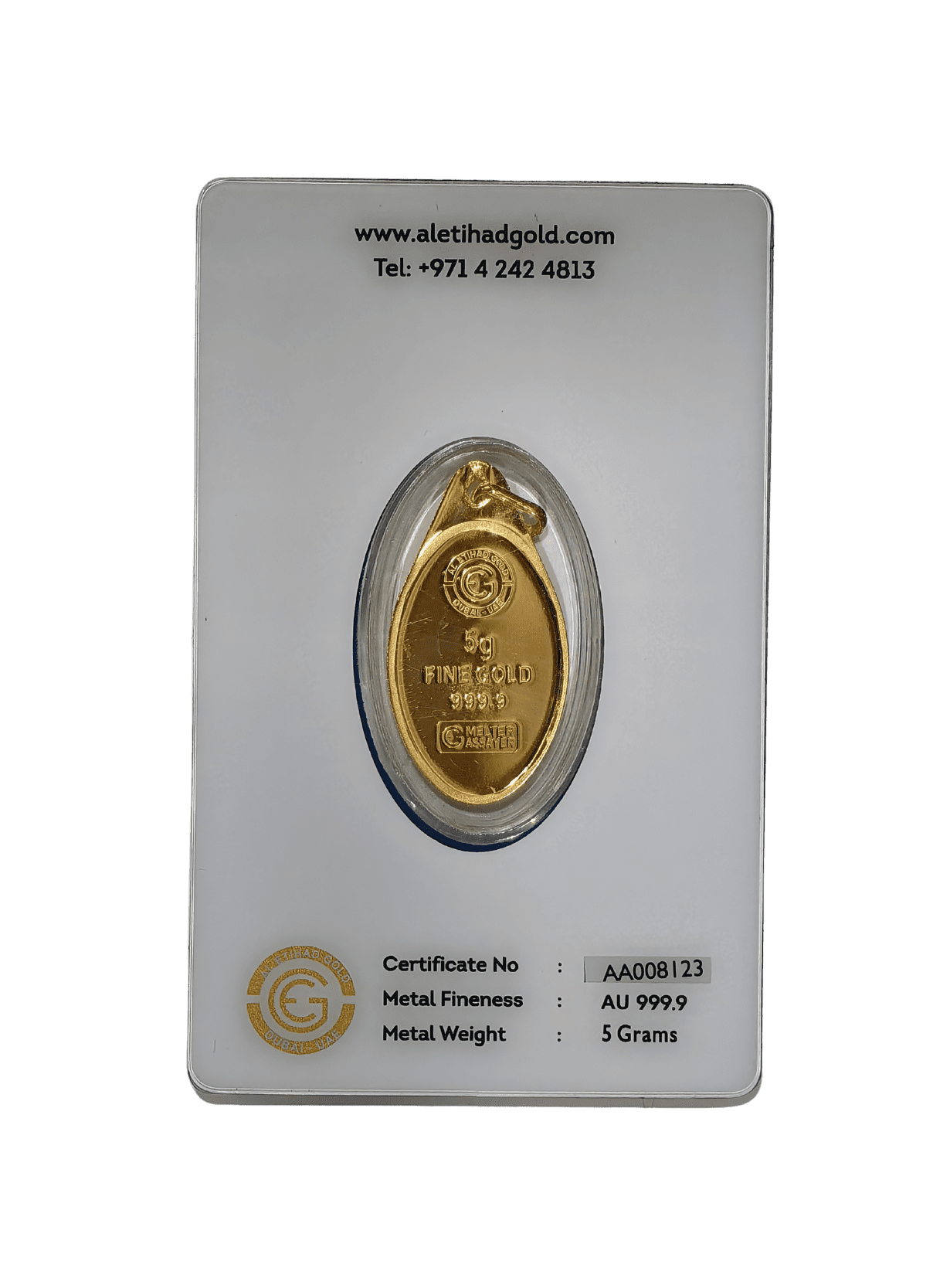 Al Etihad Mecca gold pendant 5 grams 999.9 pure gold with Kaaba design in secure packaging