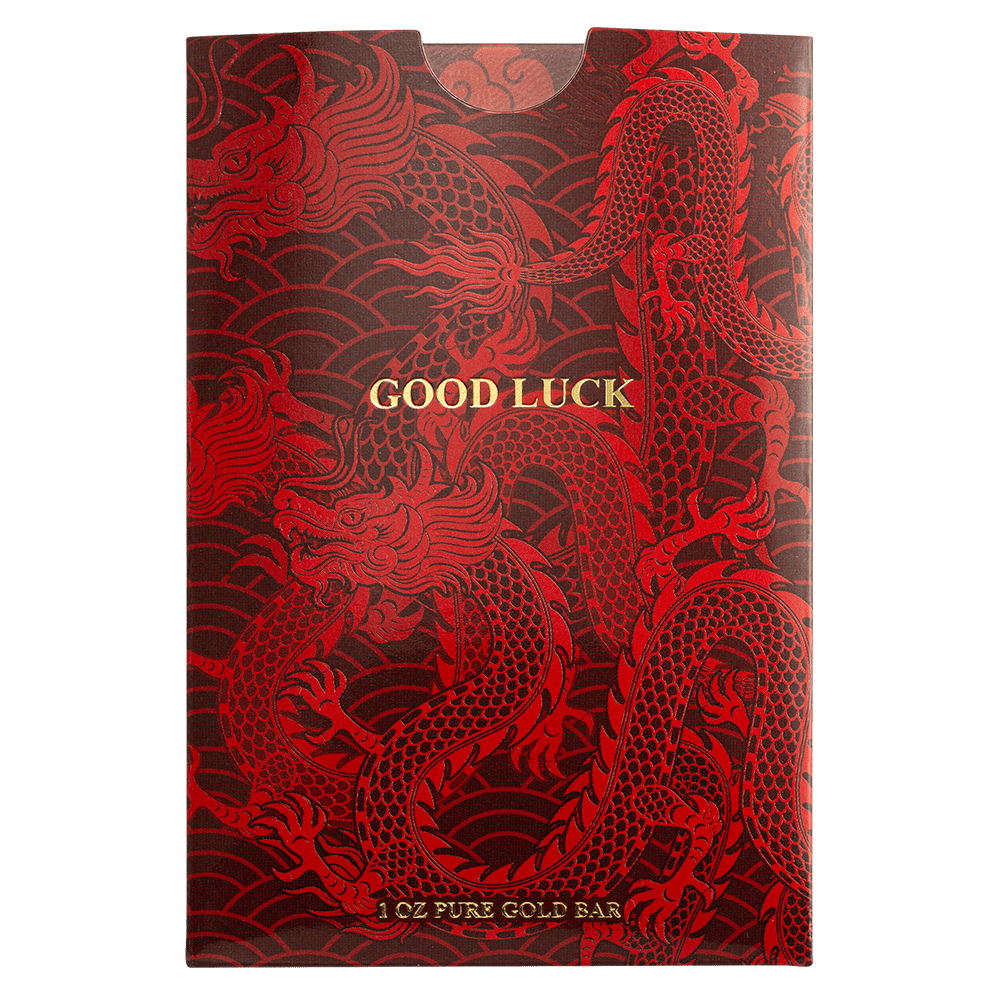 2025 PAMP Suisse Good Luck Yellow Dragon 1 oz 999.9 Gold Minted Bar in CertiPAMP Assay Card