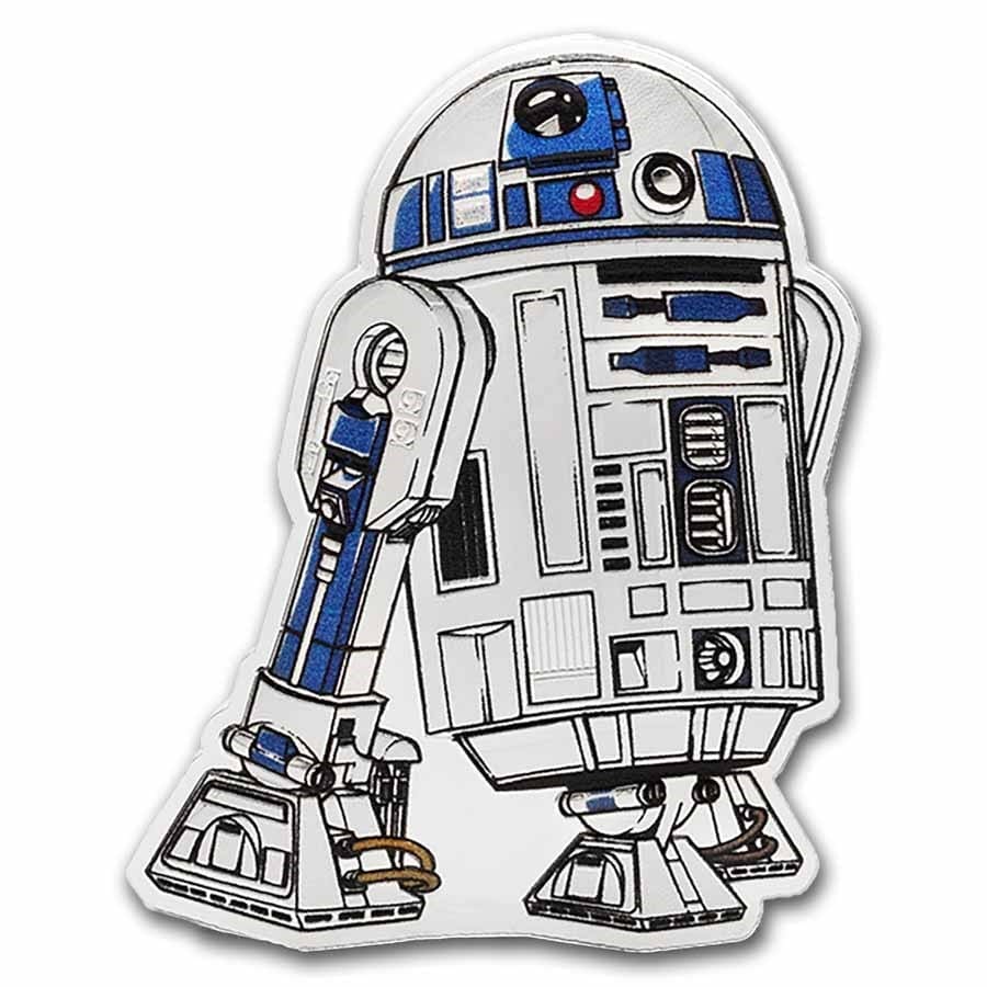 2025 Niue 1oz Silver Star Wars R2-D2 Shaped Coin – Coloured Proof with Display Packaging