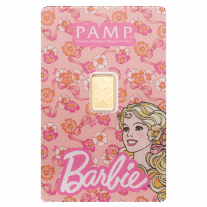 PAMP 1g Pure Gold Bar Iconic Barbie Edition in CertiPAMP Assay Card Packaging