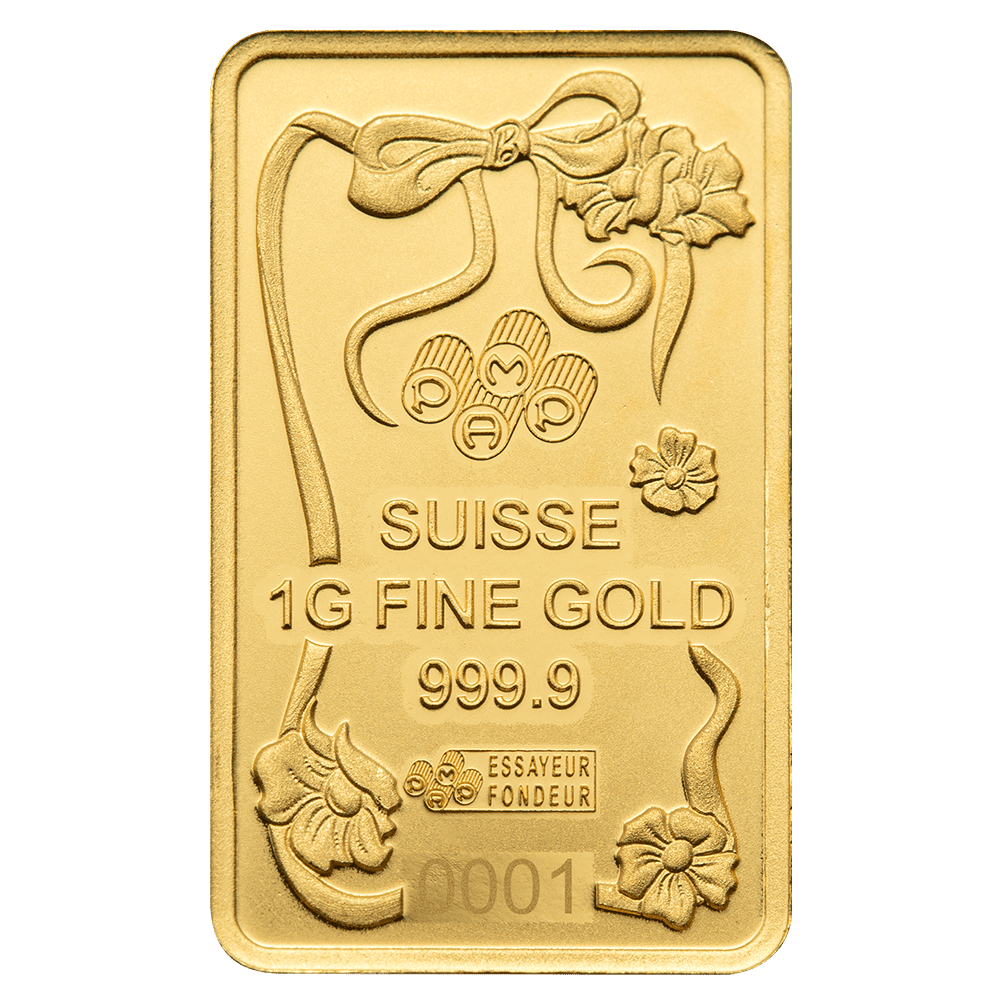 PAMP 1g Pure Gold Bar Iconic Barbie Edition in CertiPAMP Assay Card Packaging