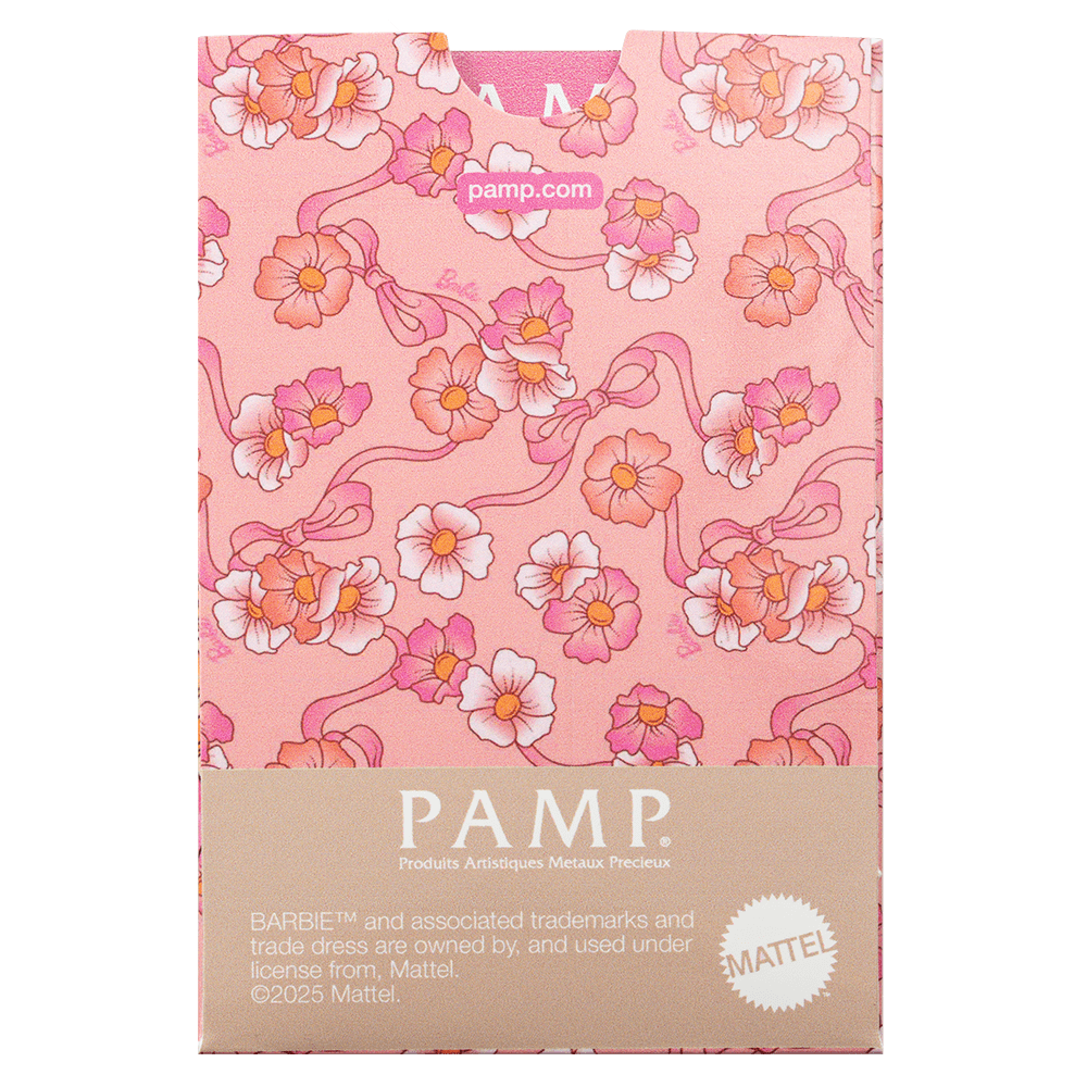 PAMP 1g Pure Gold Bar Iconic Barbie Edition in CertiPAMP Assay Card Packaging