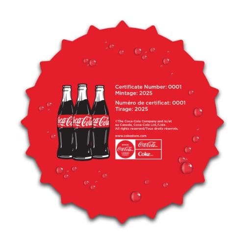 2025 Niue 1.2g Gold Coca-Cola bottle cap coin in red display box with certificate