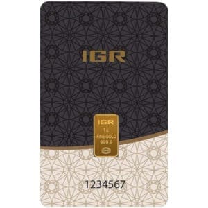 IGR 1 gram gold bar 999.9 fine gold sealed in original IGR assay card