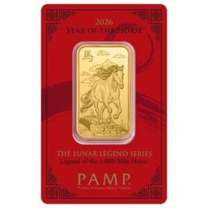 PAMP Suisse Year of the Horse 2026 1 oz Gold Bar in CertiPAMP Packaging