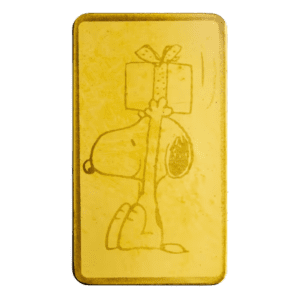 Peanuts Christmas Charlie Brown and Snoopy 0.5 gram 999.9 gold bar in sealed assay packaging