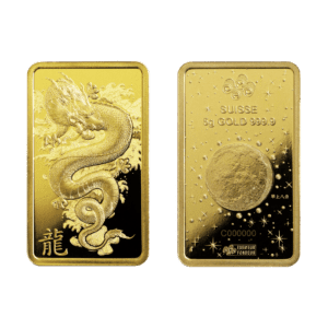 PAMP Suisse Lunar Horse and Dragon 5g Gold Bars Set in Golden Box with CertiPAMP assay cards
