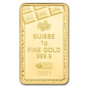 PAMP Suisse Willy Wonka 1g 999.9 gold bar in CertiPAMP packaging with chocolate bar design