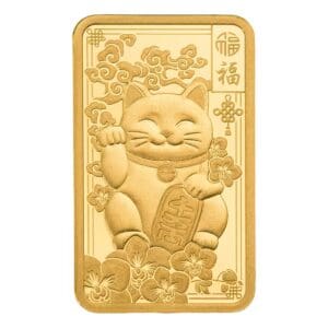 PAMP Suisse Lucky Cat 2.5g 999.9 gold bar in sealed CertiPAMP assay packaging