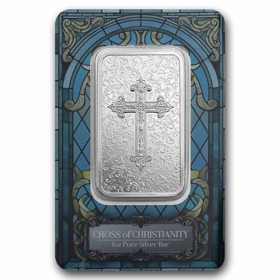 PAMP Suisse Cross of Christianity 1 oz 999 silver bar in CertiPAMP assay card