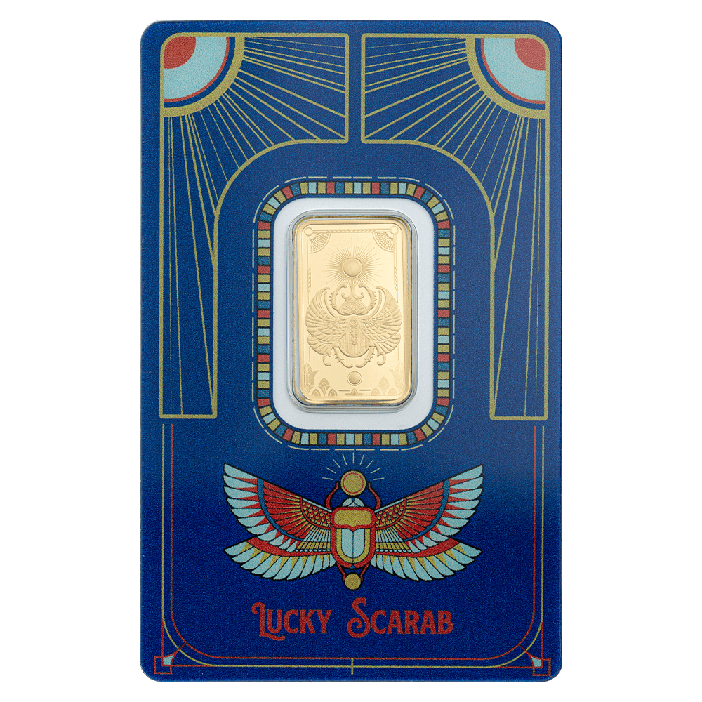 PAMP Suisse Lucky Scarab 5g 999.9 gold bar in sealed CertiPAMP assay packaging